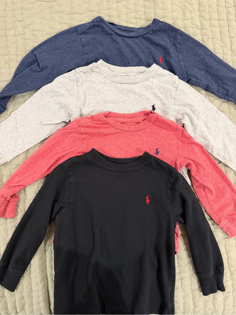 Ralph Lauren Long-Sleeve Crewneck Tees in Navy, Heather Gray, Red, Black